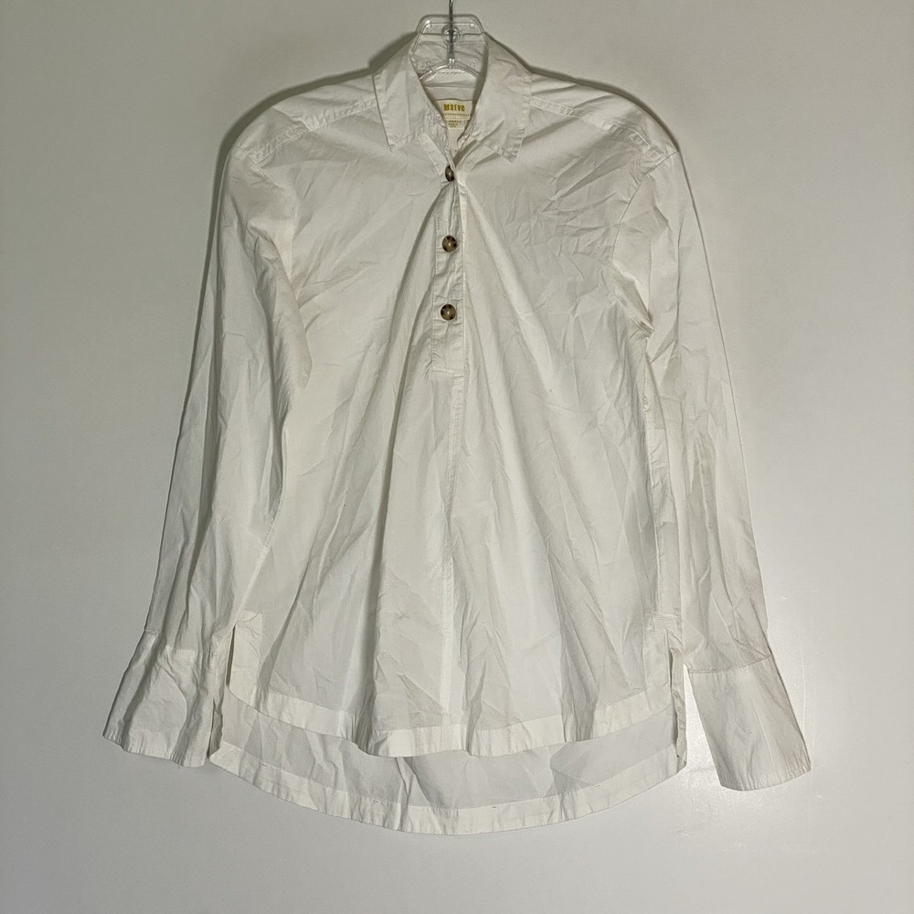 Maeve Top Womens XS White Bell Sleeve HiLo‎ Blouse Lagenlook Boho Anthropologie